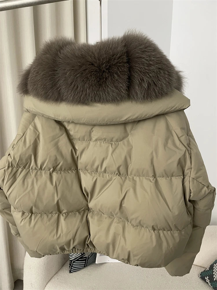 Premium Natural Fox Fur Down Coat