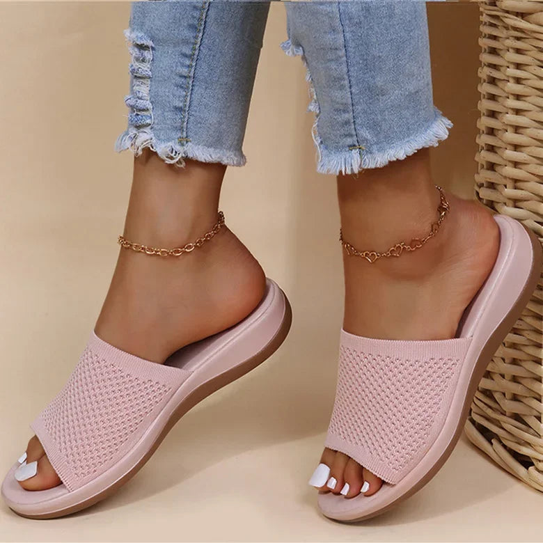 Women Sandals Soft Flat Sandals Zapatos Mujer Summer Sandals Women Stretch Fabric Summer Footwear Elegant Slippers Shoes Women