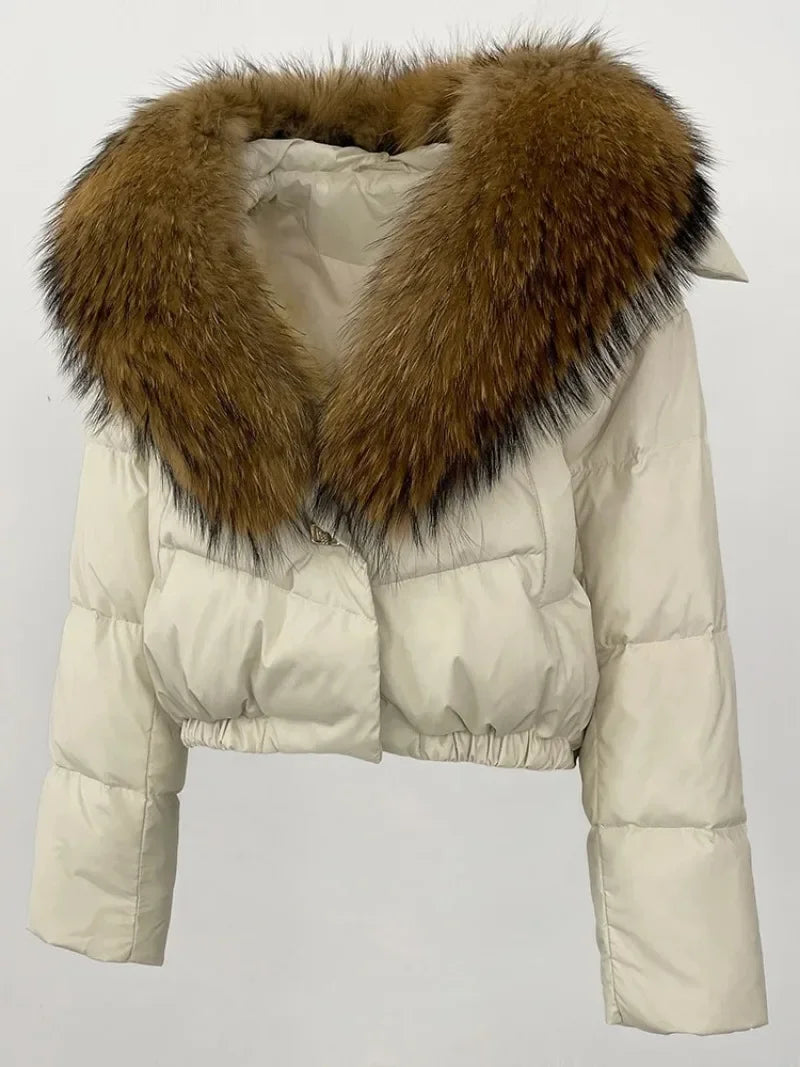 Premium Natural Fox Fur Down Coat