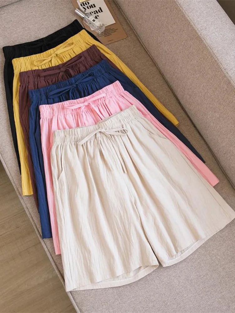 Women's Cotton Linen Casual Shorts