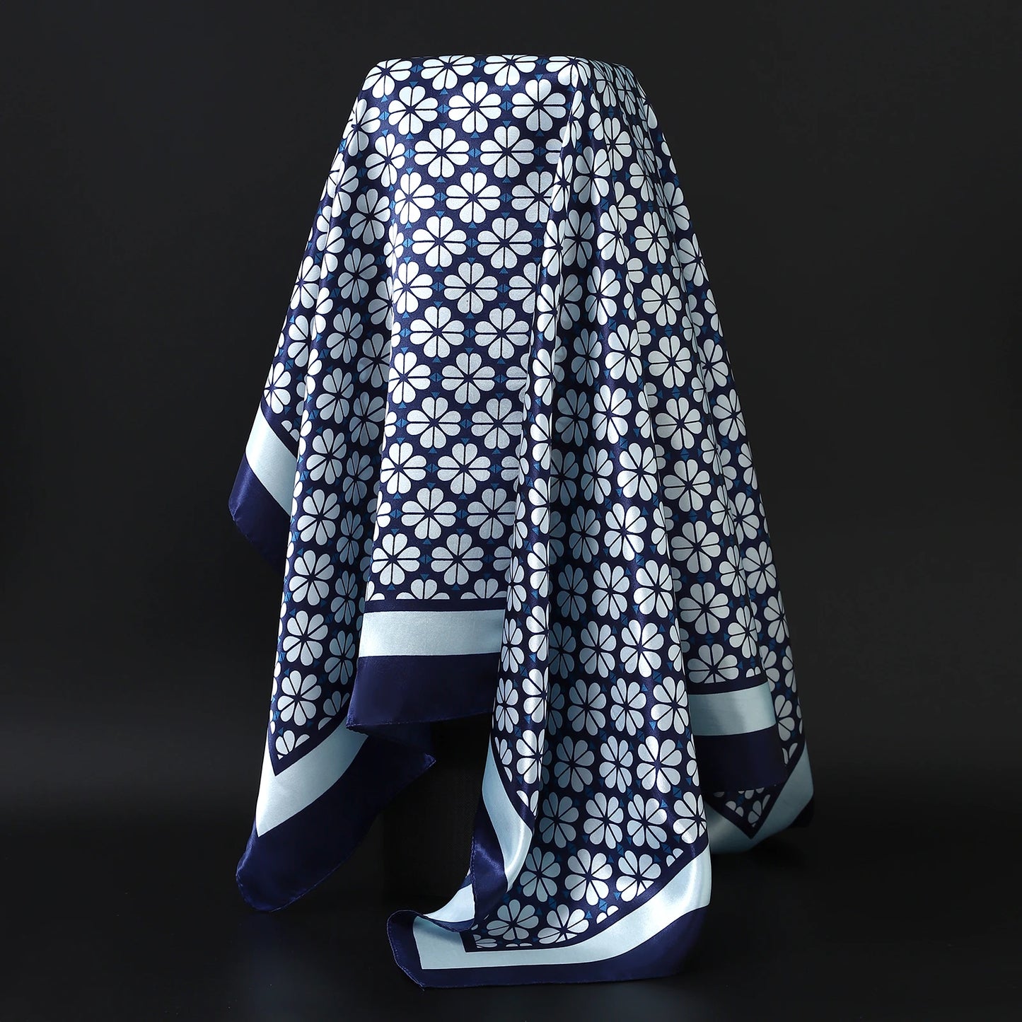 90*90cm Women Scarf Silk Feeling Hair Neck Square Brand Office bandanna muffler Waiter Flight Attendants Handkerchief Rings wrap