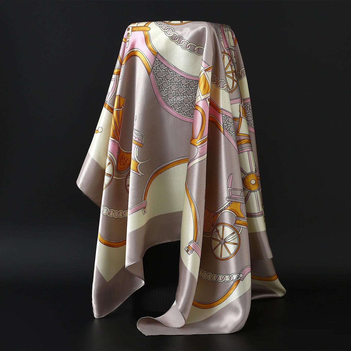 90*90cm Women Scarf Silk Feeling Hair Neck Square Brand Office bandanna muffler Waiter Flight Attendants Handkerchief Rings wrap