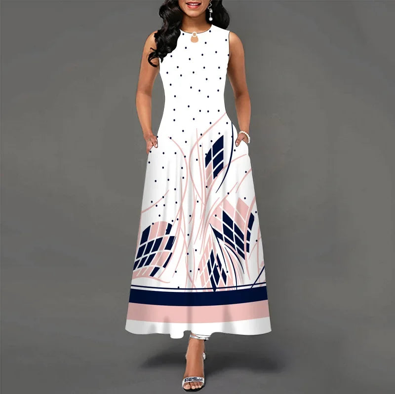 Floral Bohemian Maxi Dress with Pockets