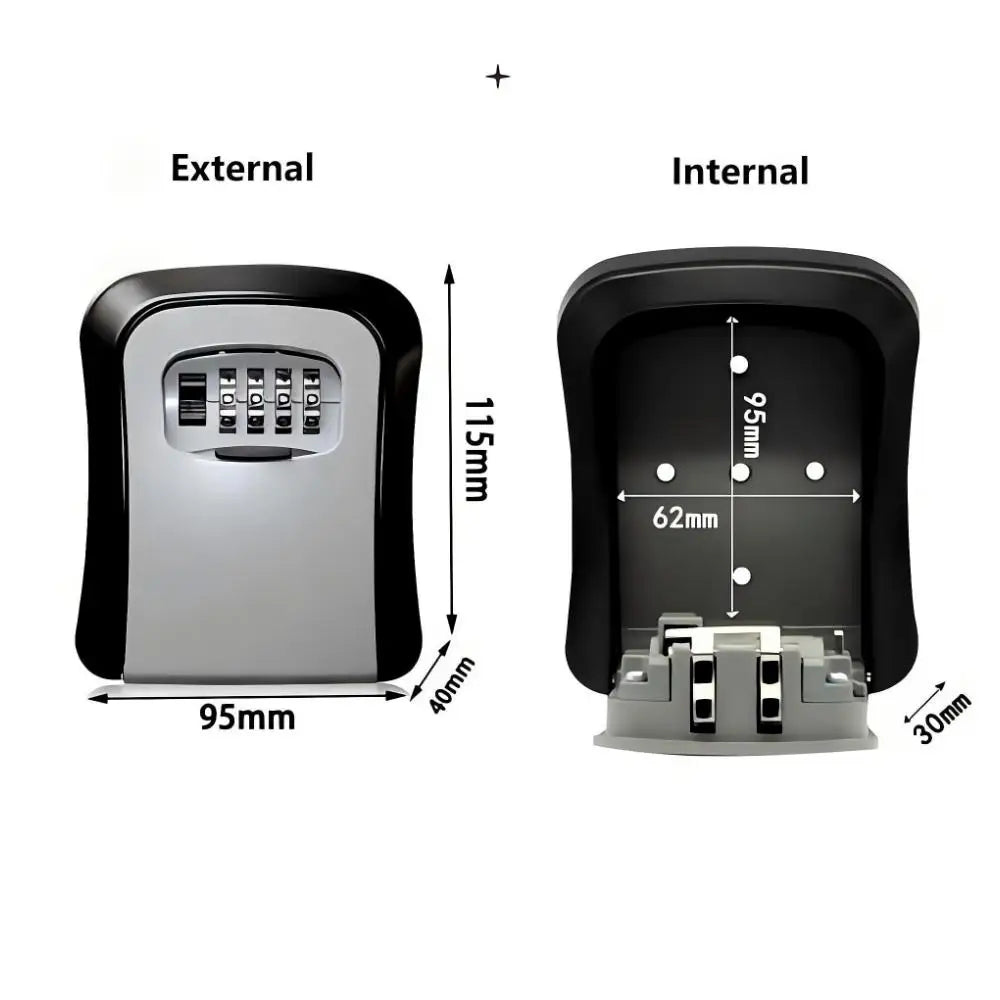 Wall Mount Key Lock Box 4 Digit Password Code Security Lock No Key for Home Office Key Safe Secret Storage Box Organizer
