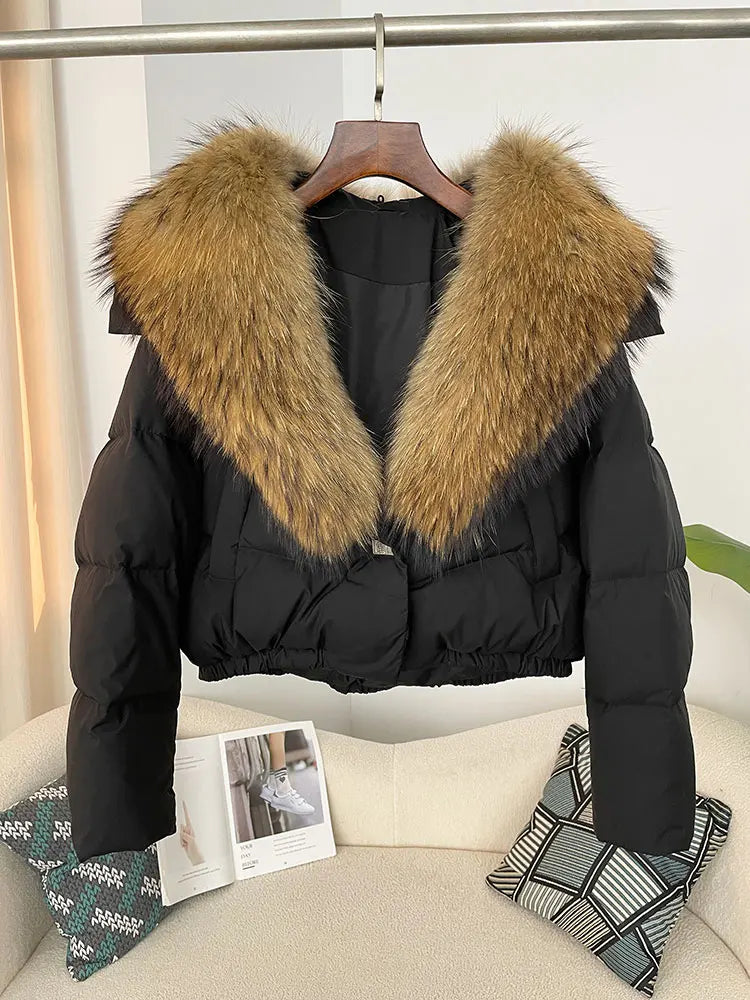 Premium Natural Fox Fur Down Coat
