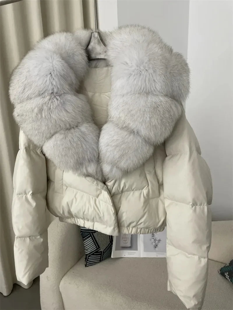 Premium Natural Fox Fur Down Coat