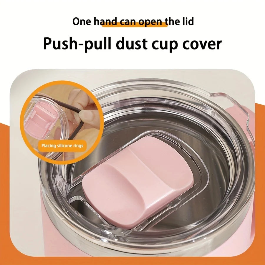 1pc Insulated Coffee Mug Cup With Handle Stainless Steel Travel Coffee Mug With Flip Lid Double Wall Vacuum Coffee Tumbler Gift