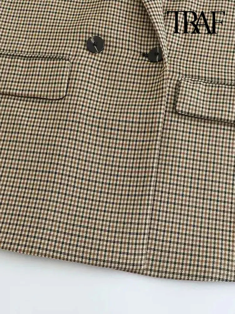 Classic Double Breasted Plaid Blazer