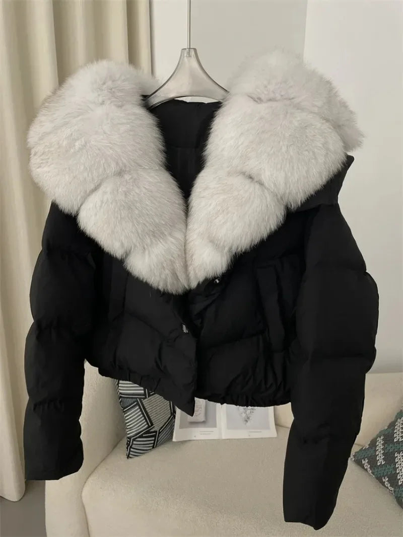 Premium Natural Fox Fur Down Coat
