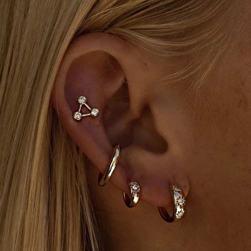 CANNER 925 Sterling Silver Star Anise Hoop Earrings