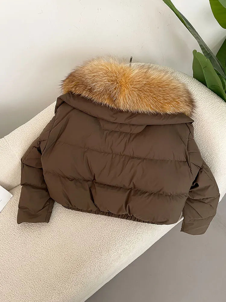 Premium Natural Fox Fur Down Coat