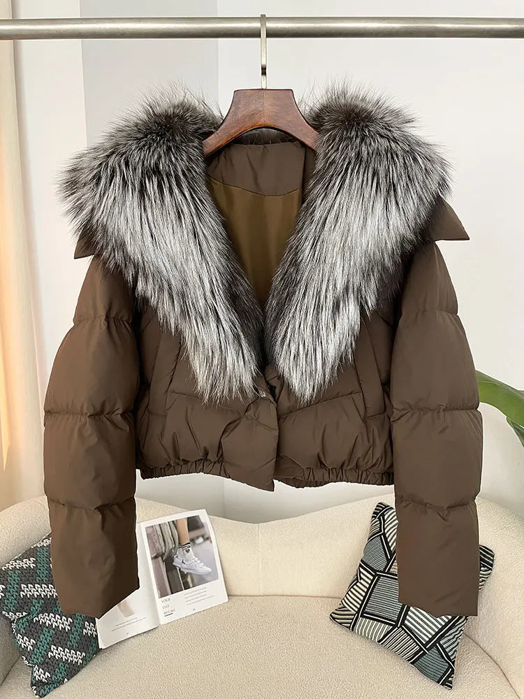 Premium Natural Fox Fur Down Coat
