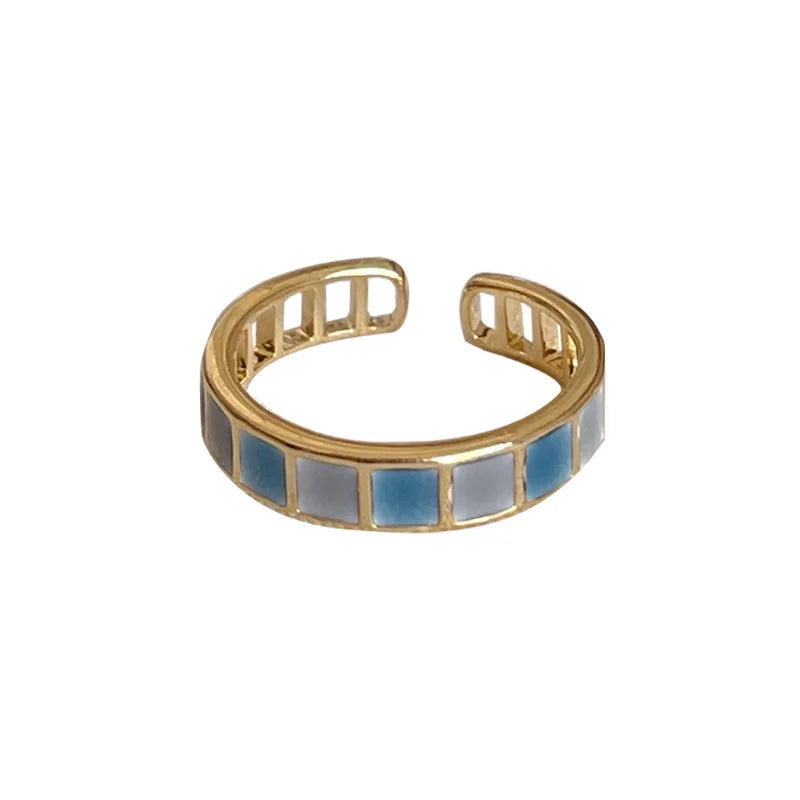 Vintage Gold Open Ring with Colorful Drip Glaze