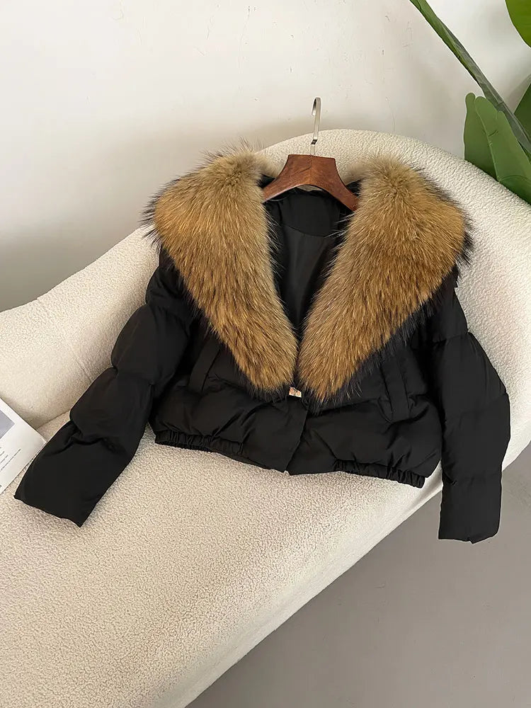 Premium Natural Fox Fur Down Coat