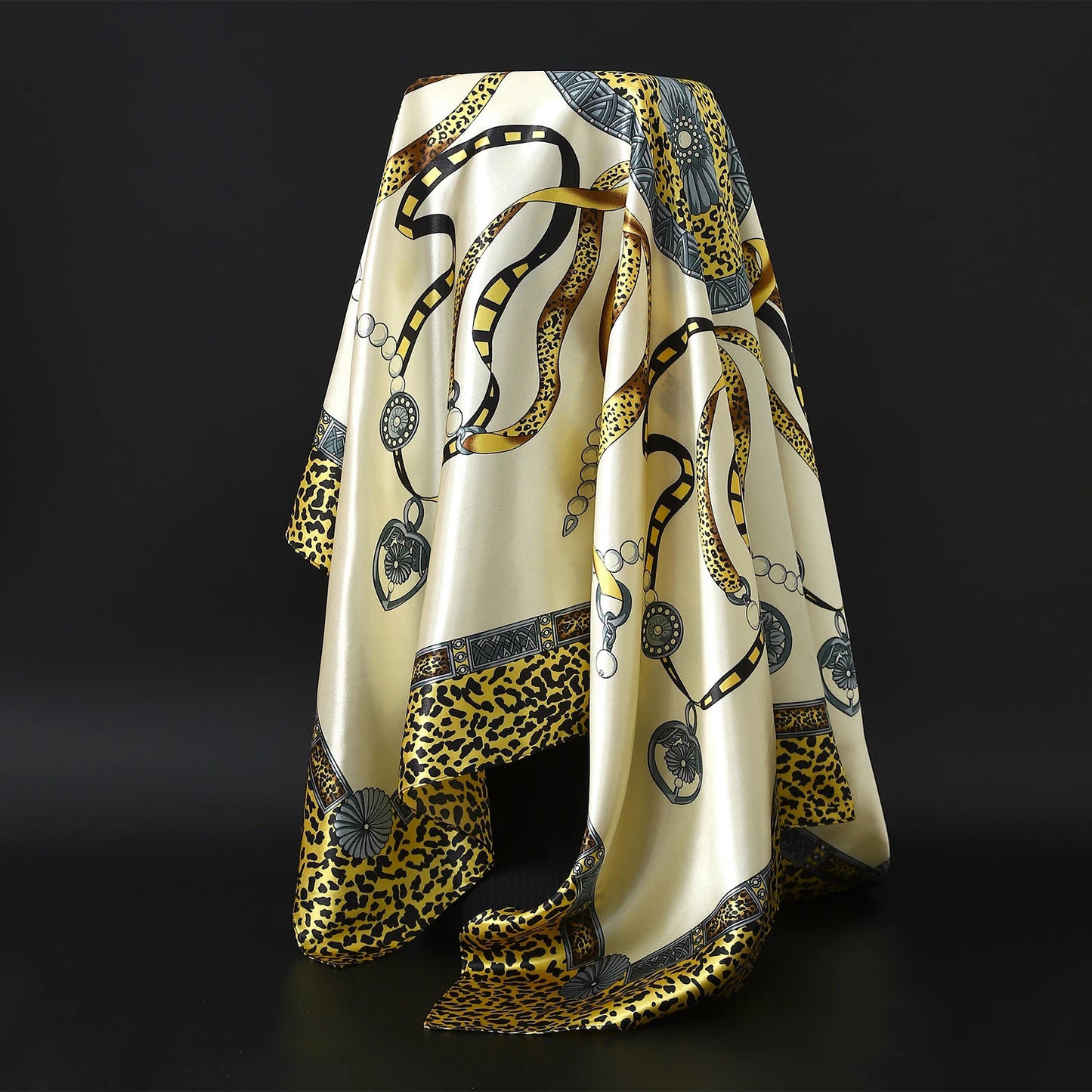 90*90cm Women Scarf Silk Feeling Hair Neck Square Brand Office bandanna muffler Waiter Flight Attendants Handkerchief Rings wrap