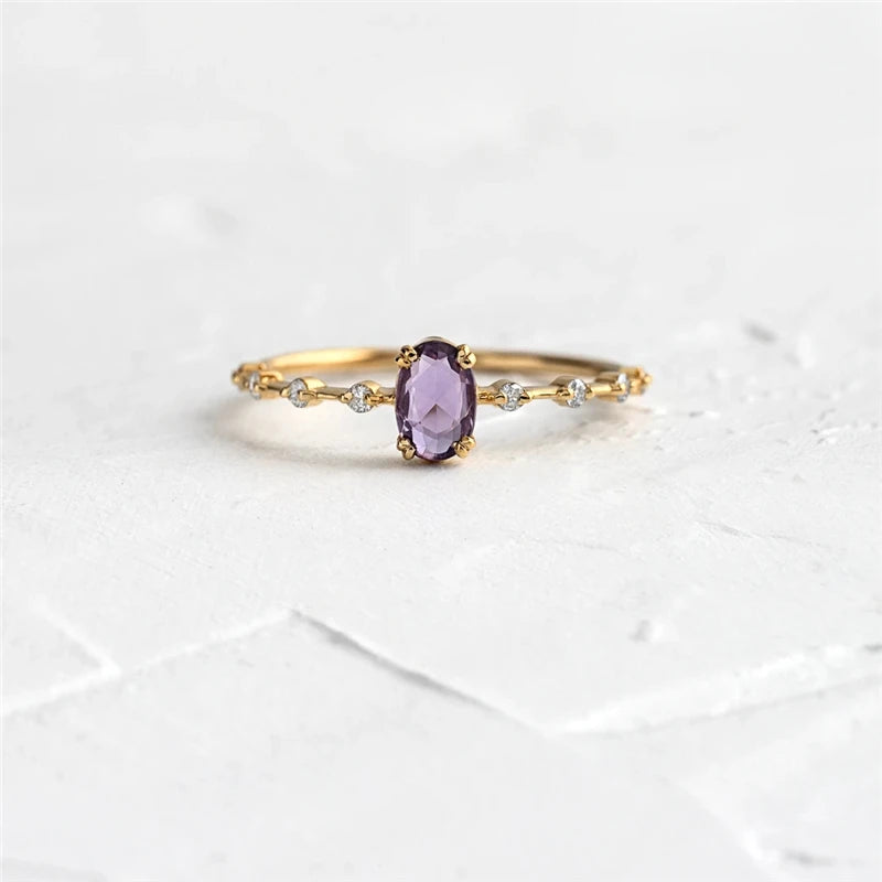 ROXI 925 Sterling Silver Purple Crystal Ring