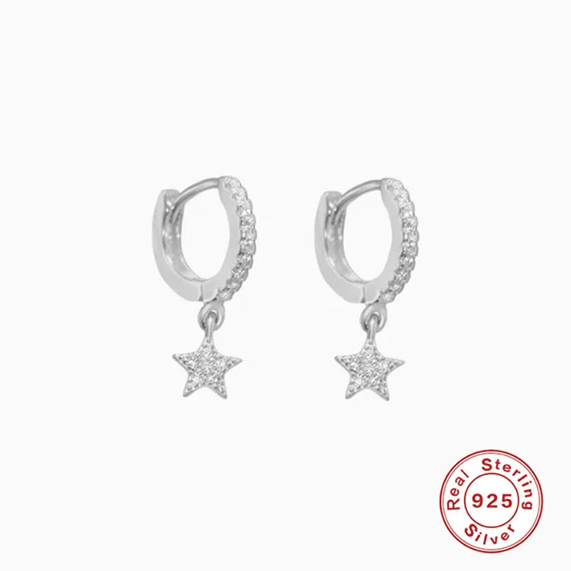 CANNER 925 Sterling Silver Star Anise Hoop Earrings