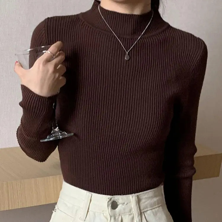 Premium Cotton-Blend Mock Neck Sweater