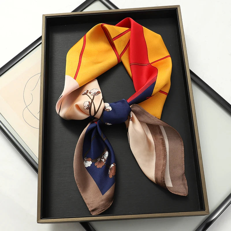RUNMEIFA Luxury Silk Square Scarf