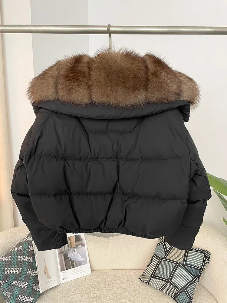Premium Natural Fox Fur Down Coat