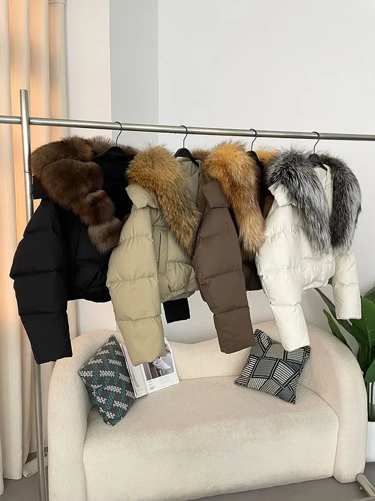 Premium Natural Fox Fur Down Coat