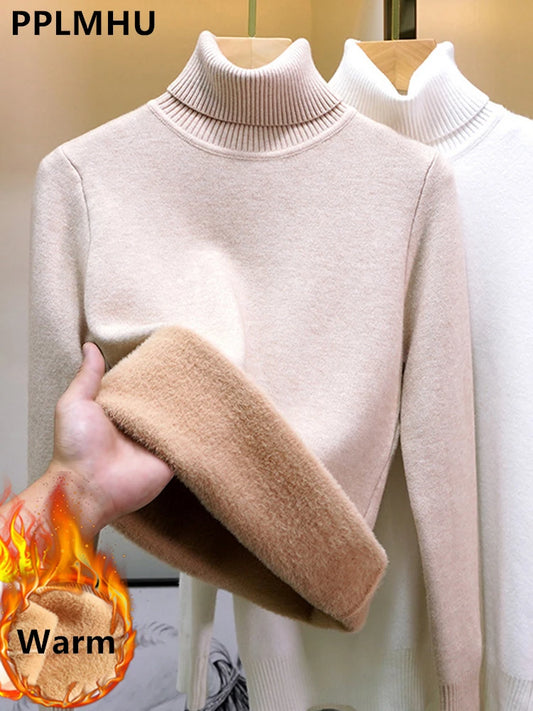 Women's Velvet-Lined Turtleneck Sweater