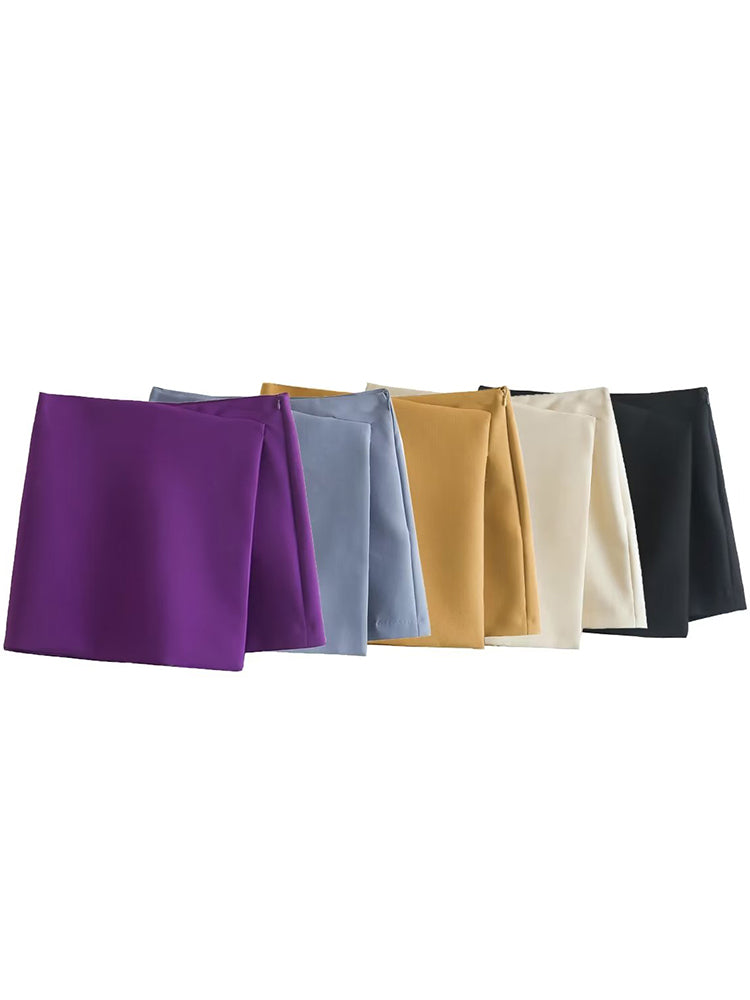 Willshela High-Waisted Asymmetrical Shorts Skort