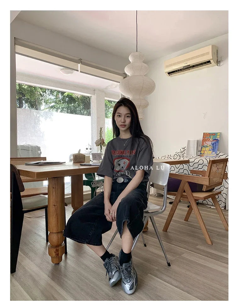 Y2K High-Waisted Black Denim Shorts