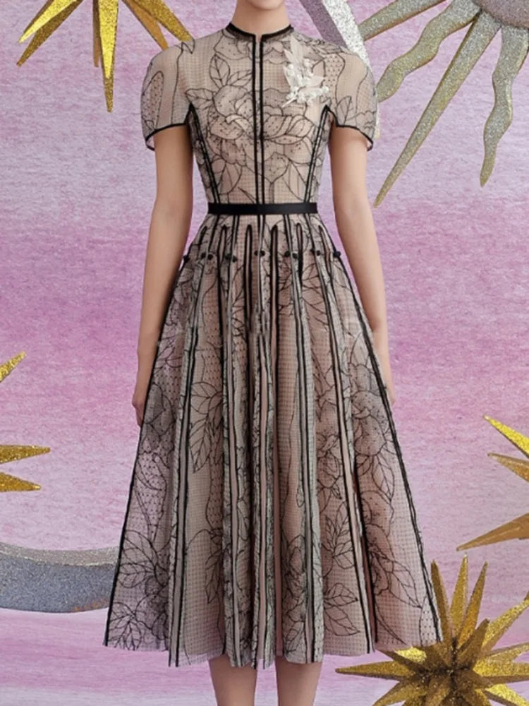 Elegant Tea-Length Summer Dress