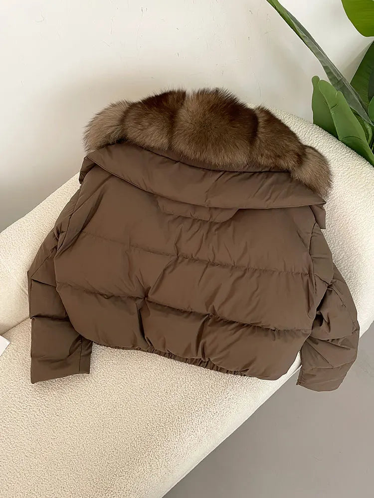Premium Natural Fox Fur Down Coat