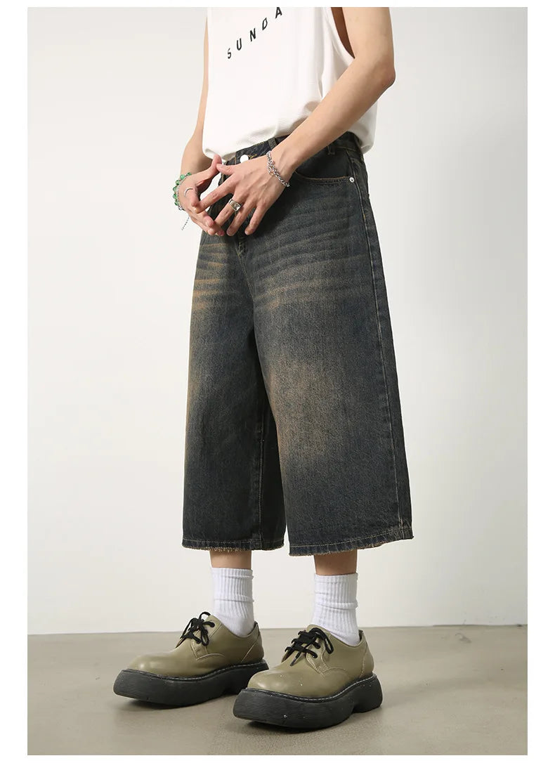 Women's High-Waisted Wide Leg Denim Shorts