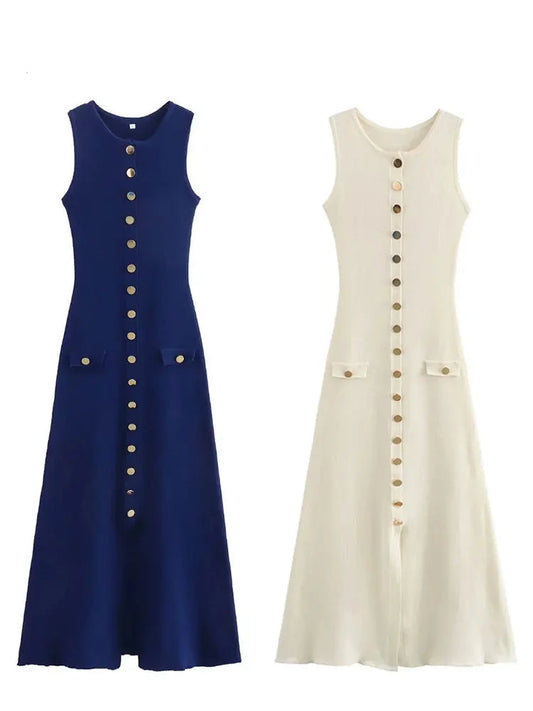 Elegant Solid Knitted Dress