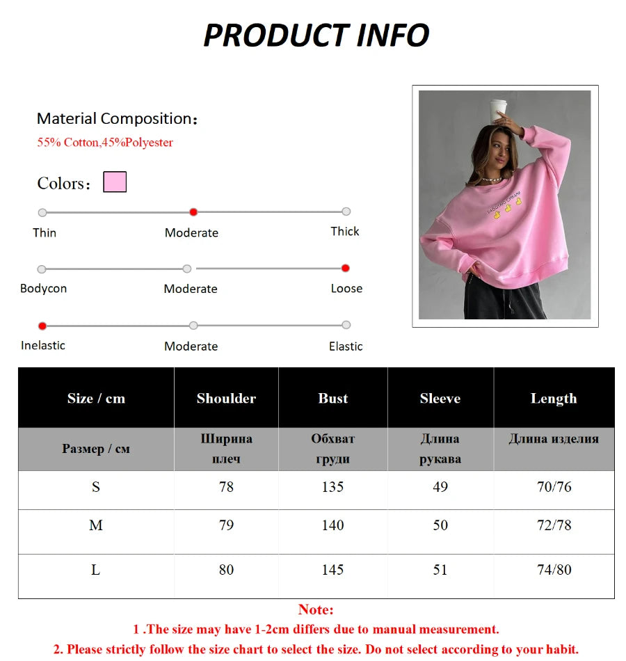 Oversized Women's Cotton Blend Print Sweatshirt