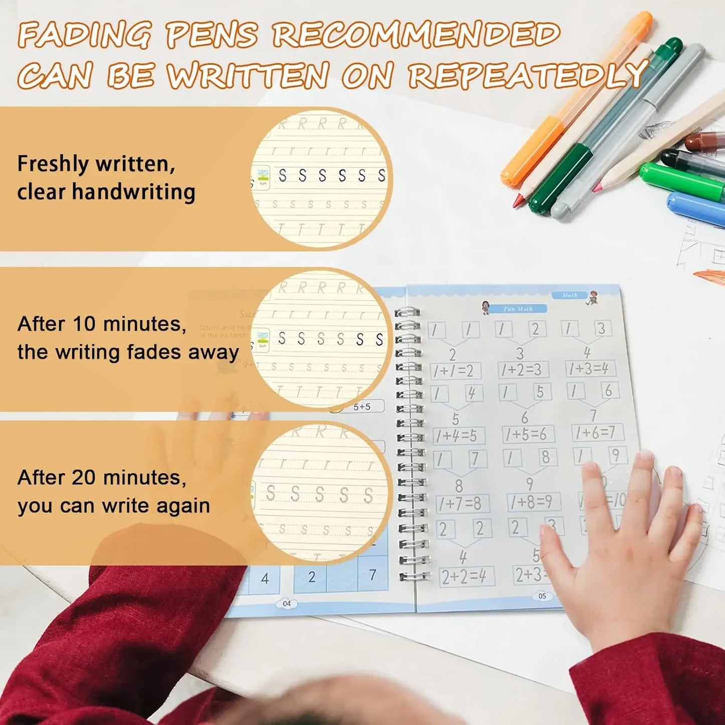 4 Books SANK Copybooks Pen Magic Copy Book Free Wiping Kids Writing Sticker Practice Copybook for Calligraphy