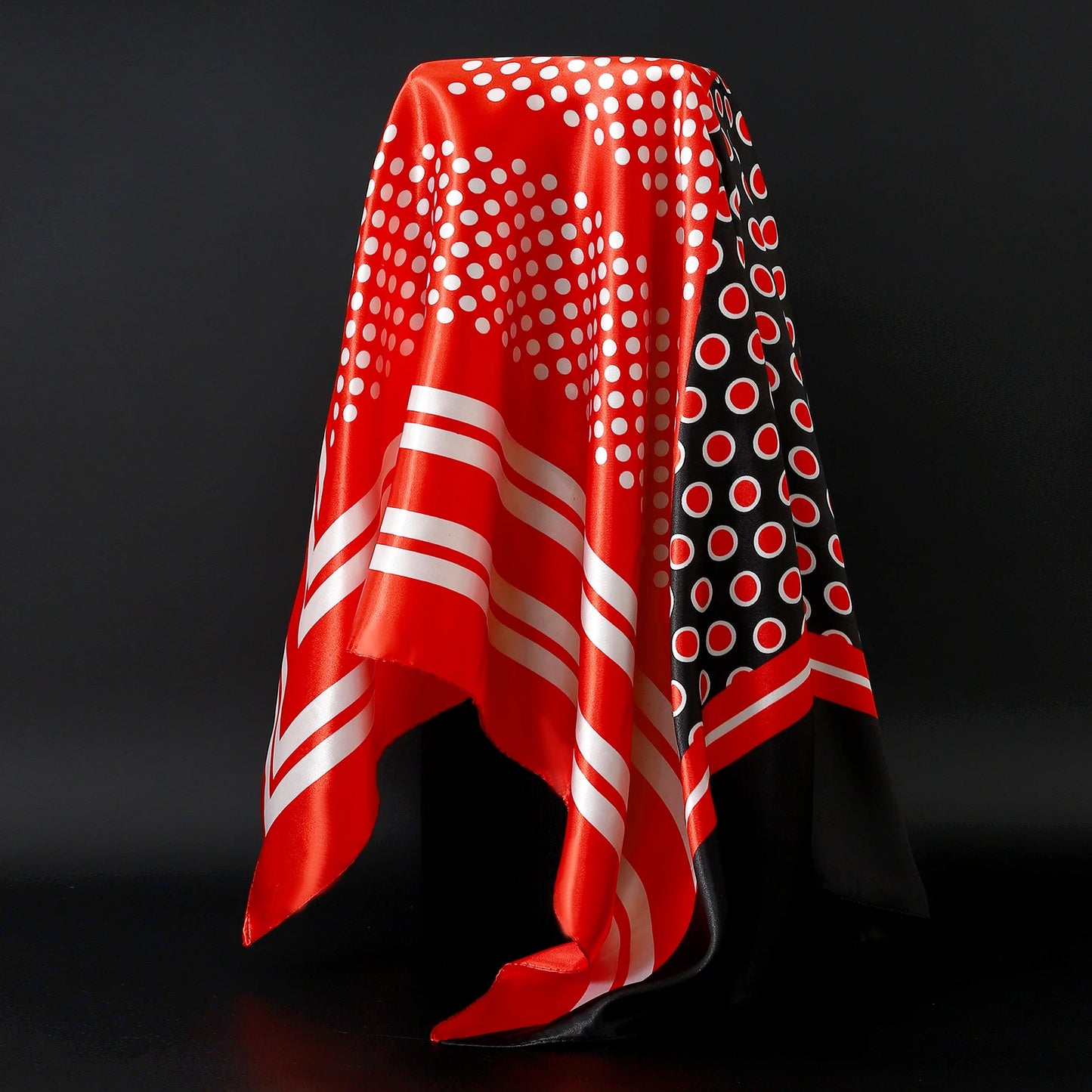 90*90cm Women Scarf Silk Feeling Hair Neck Square Brand Office bandanna muffler Waiter Flight Attendants Handkerchief Rings wrap