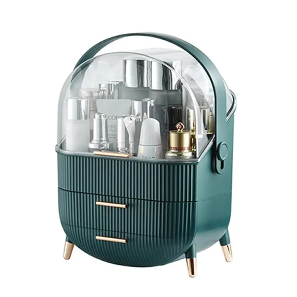 Makeup Organizer With Lid Skincare Organizer with 2 Drawers Cosmetic Display Case for Vanity Bathroom Countertop Storage Pink