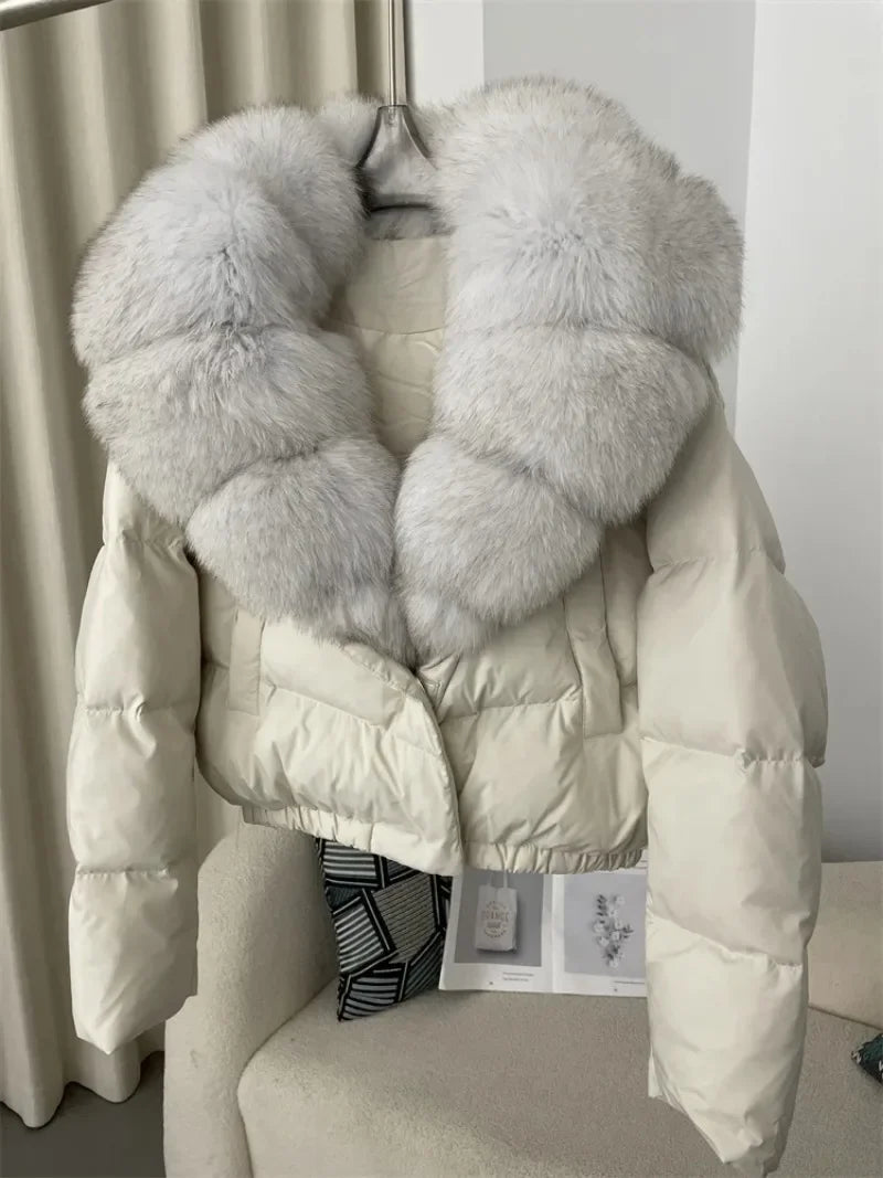 Premium Natural Fox Fur Down Coat