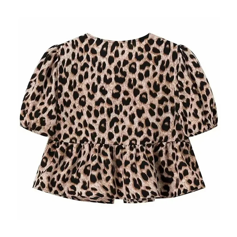 Ruffle Puff Sleeve Crop Top