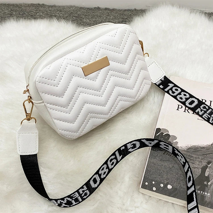 Elegant Wave-Embroidered Crossbody Bag