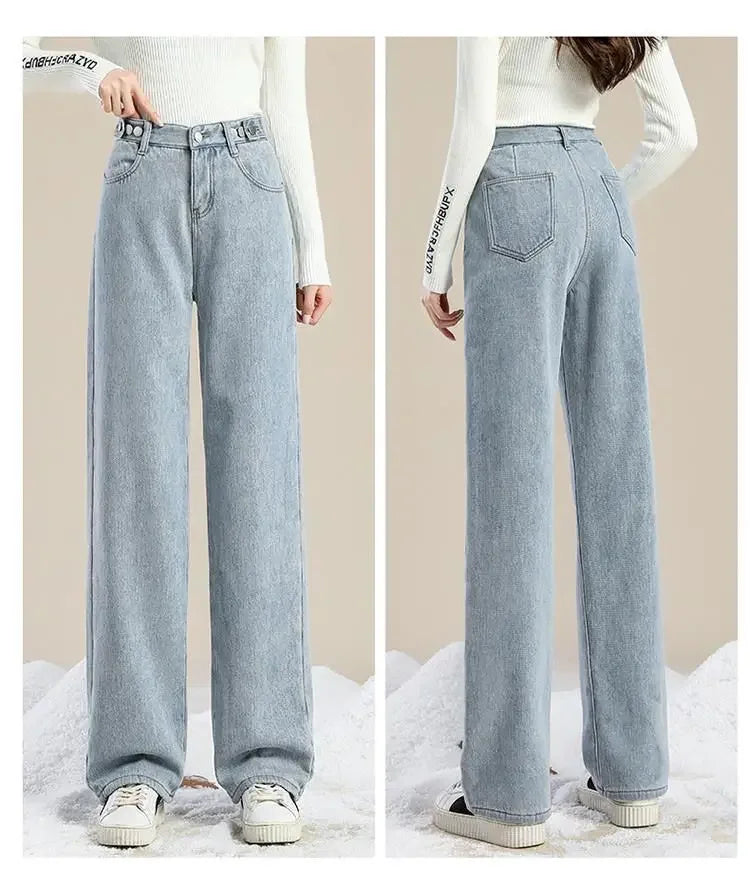 Women's Fleece-Lined High-Waist Straight Pants