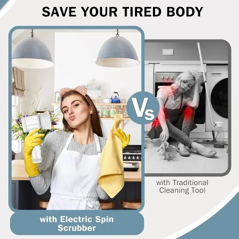 5in1  Spin Scrubber  Cleaning Brush Cordless Power Scrubber with Replaceable Brush Heads Handheld Power Scrubber