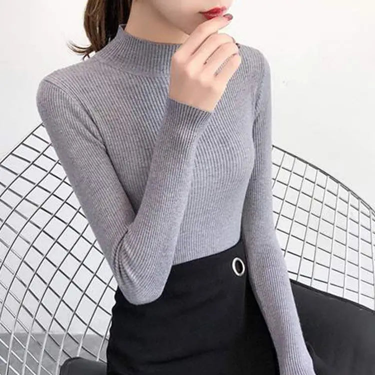 Premium Cotton-Blend Mock Neck Sweater