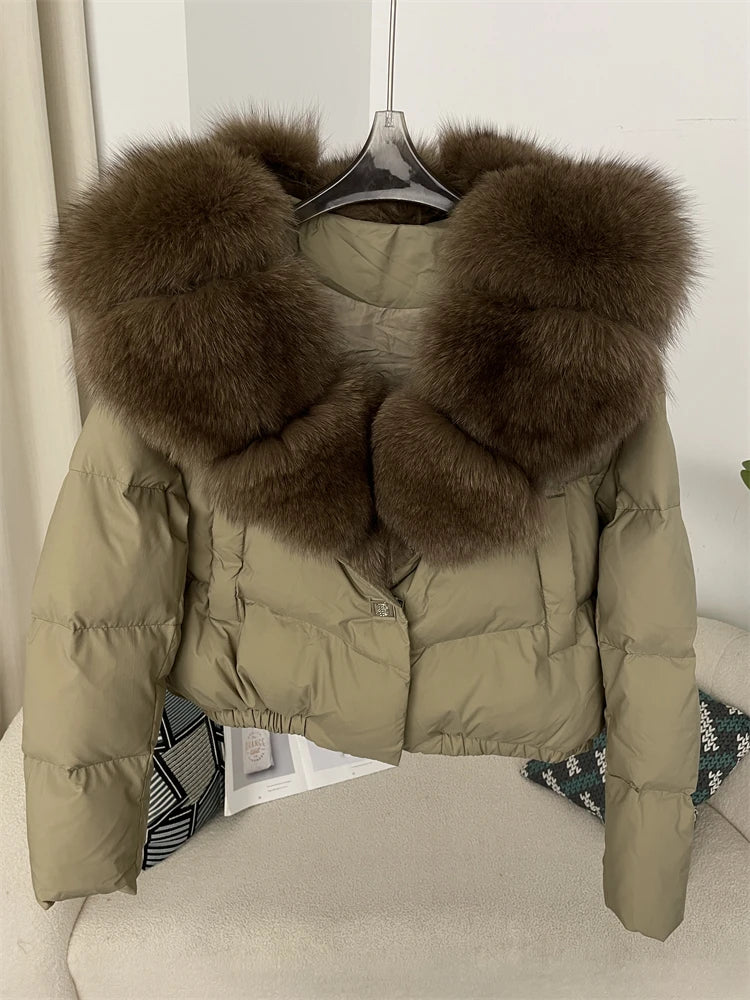Premium Natural Fox Fur Down Coat