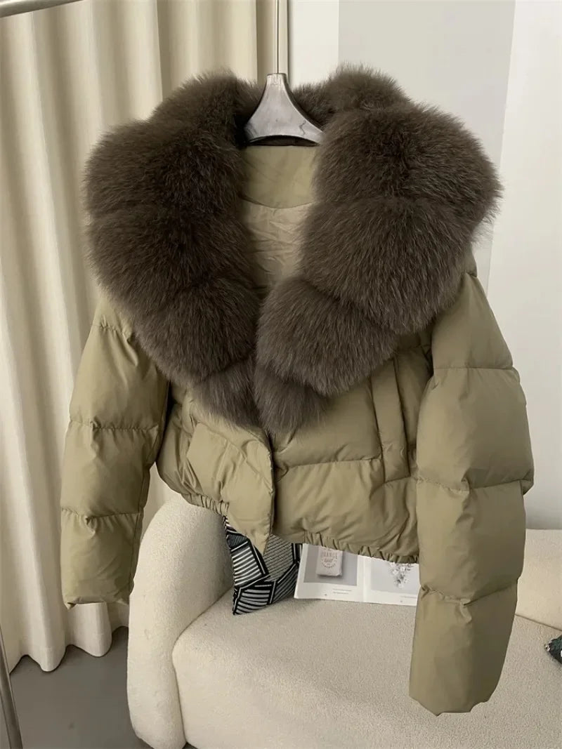 Premium Natural Fox Fur Down Coat