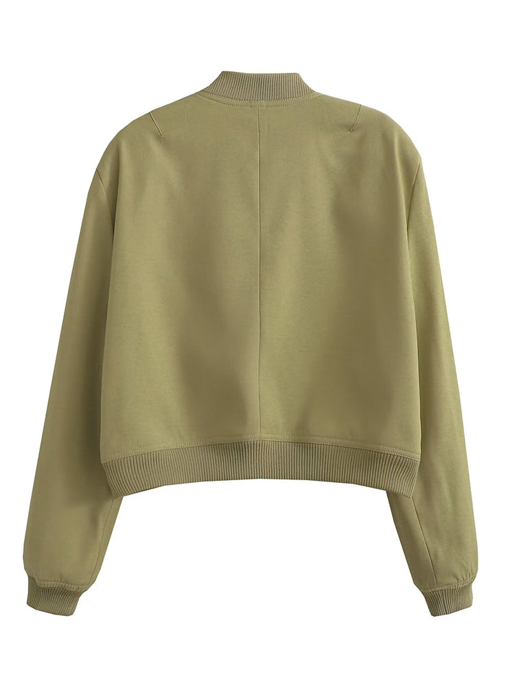 Women's Classic V-Neck Bomber Jacket