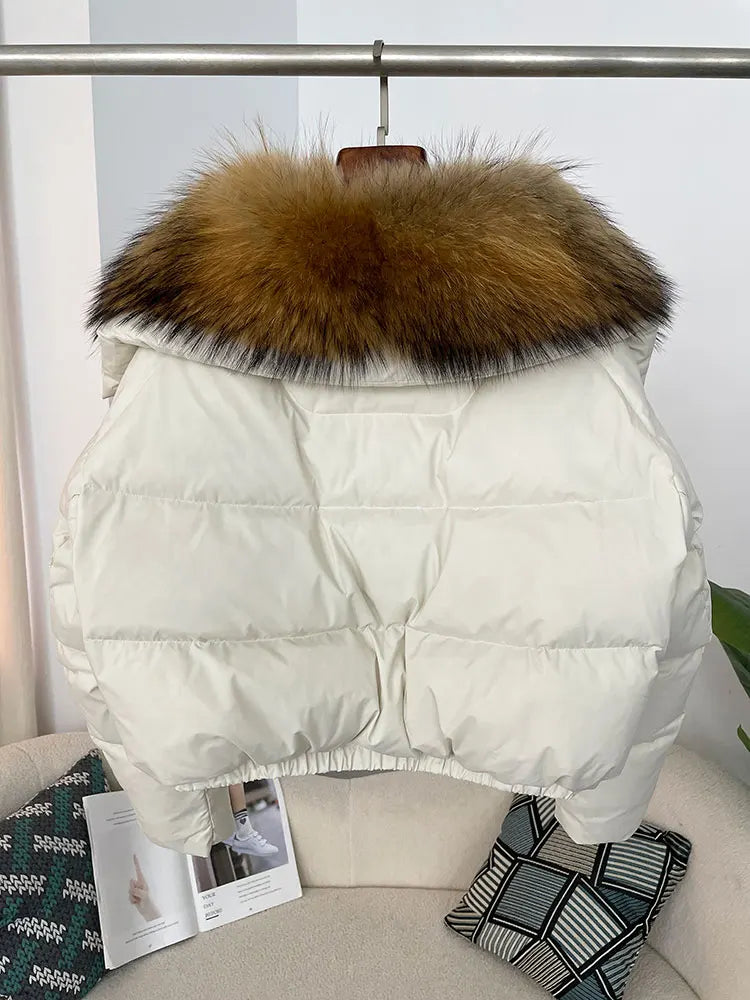 Premium Natural Fox Fur Down Coat