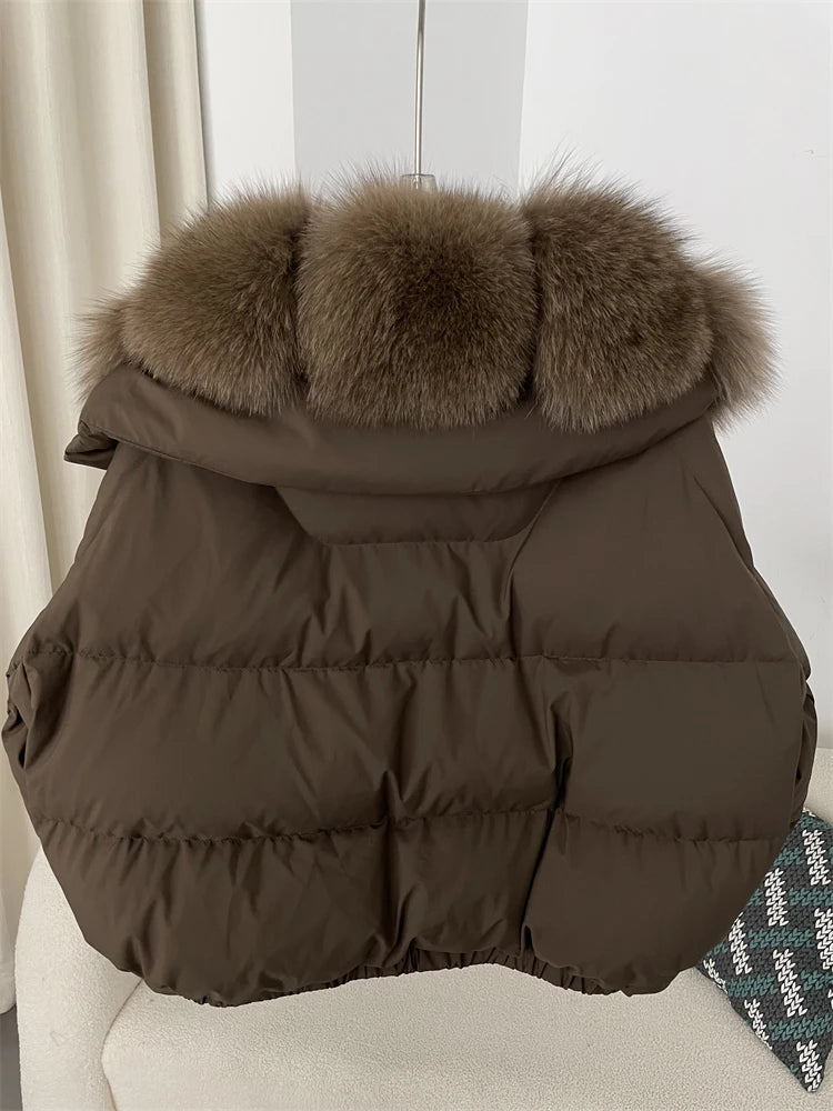Premium Natural Fox Fur Down Coat