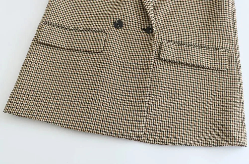 Classic Double Breasted Plaid Blazer