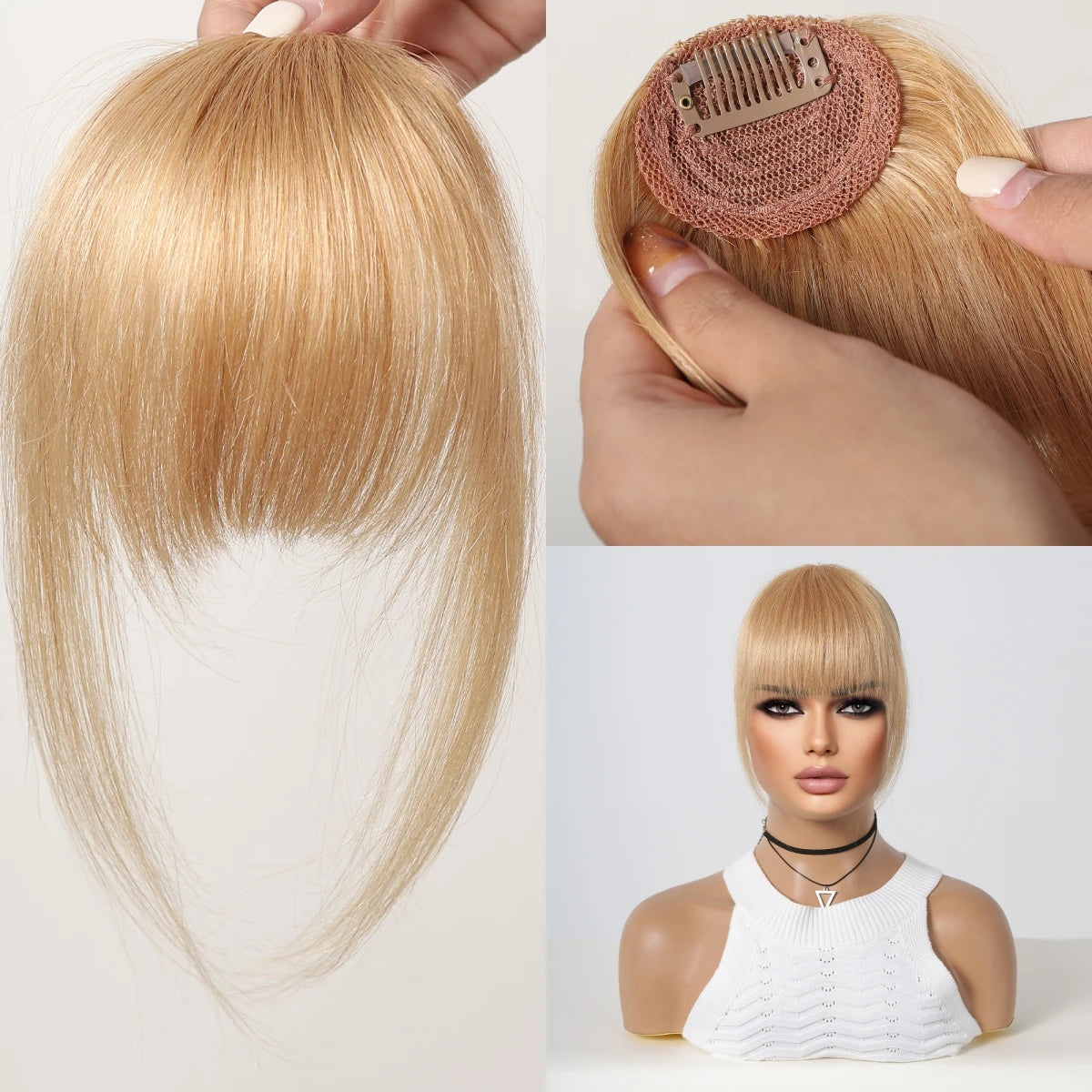 Premium Remy Human Hair Bangs with Temples