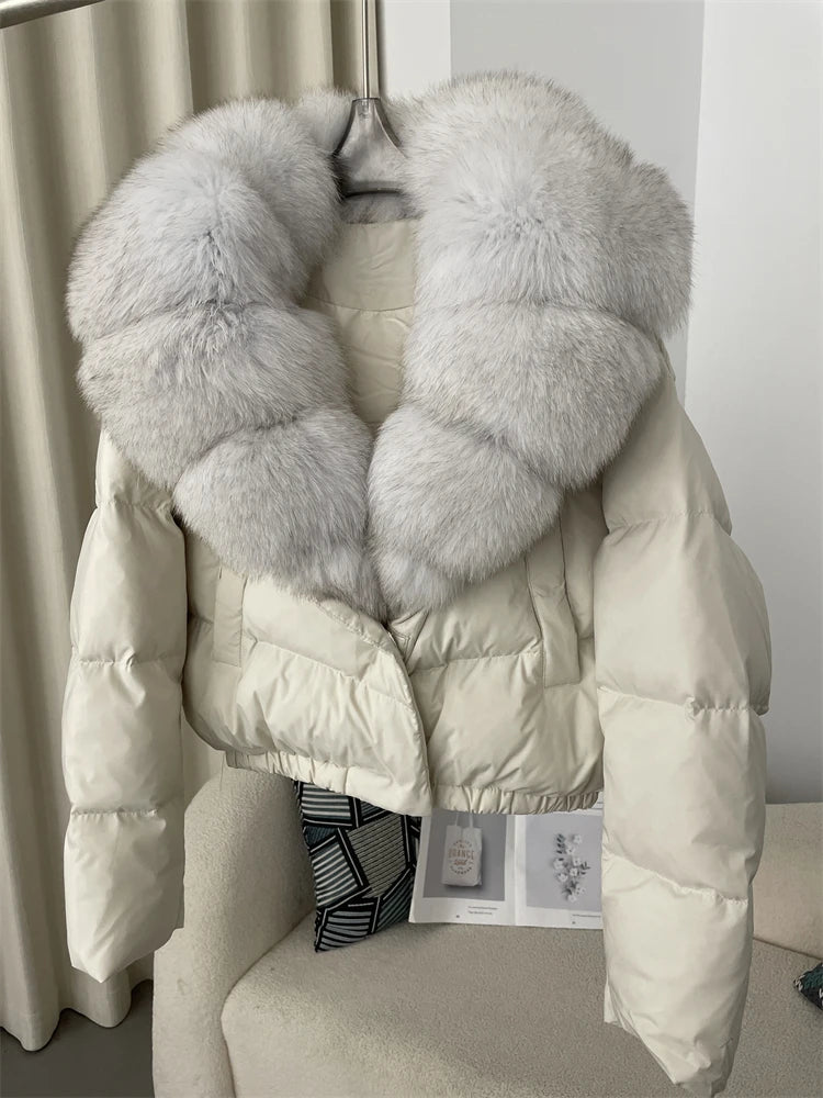 Premium Natural Fox Fur Down Coat